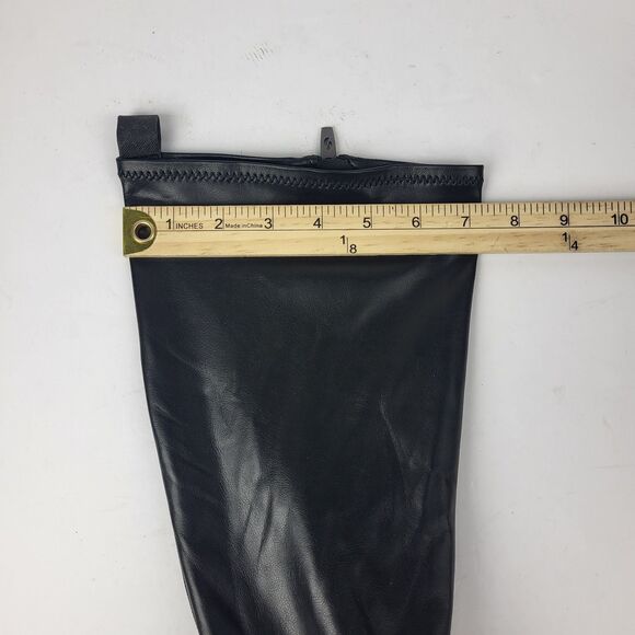 Franco Sarto Figaro Black Leather Knee High Heeled Stretch Faux leather Boots 8M - Picture 4 of 16